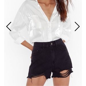 Nasty gal distressed black shorts